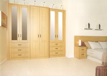 The Arcadia Lissa Oak bedroom design is available from Gee's Kitchens, Wardrobes & Flooring of Kildare